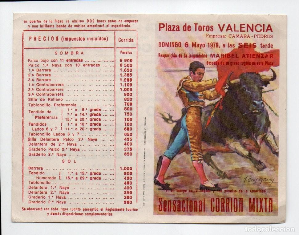 Tauromaquia: PROGRAMA PLAZA DE TOROS DE VALENCIA 1979 CORRIDA MIXTA, ANTONIO ROJAS - COPETILLO - MARIBEL ATIENZAR
