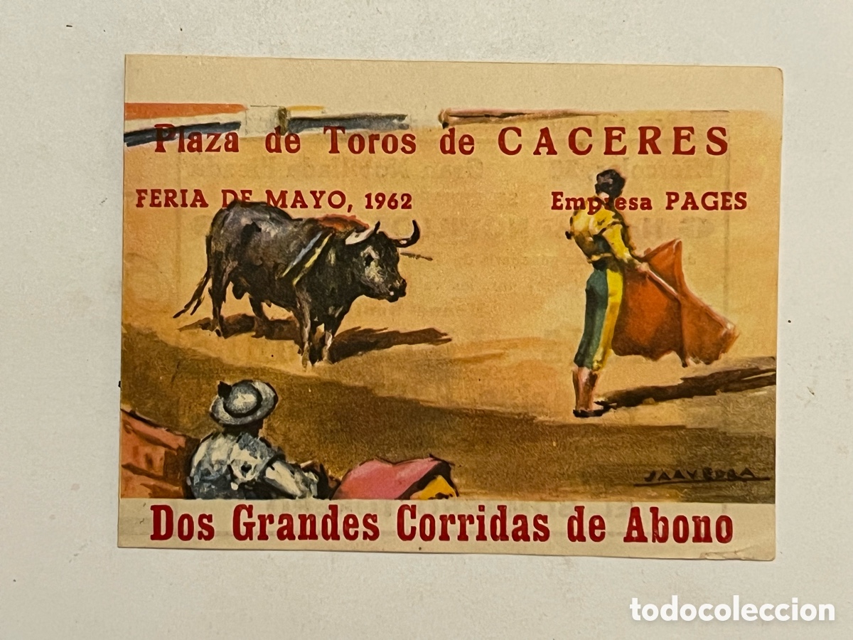 Tauromaquia: C&Aacute;CERES. Plaza de Toros Gran Novillada. Jos&eacute; Simoes, El Cordob&eacute;s, Carlos Corbacho (a.1962)