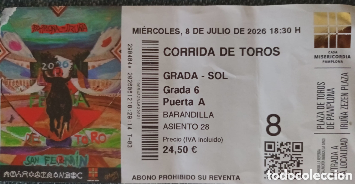 Tauromaquia: ENTRADA PLAZA DE TOROS DE PAMPLONA 2026