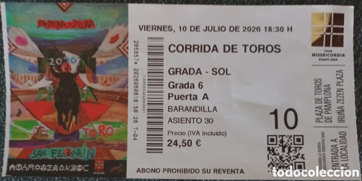 Tauromaquia: ENTRADA TOROS EN PAMPLONA 2026