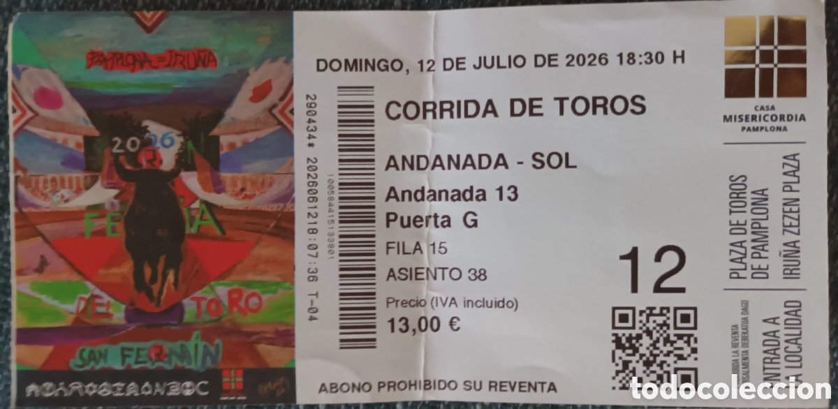 Tauromaquia: ENTRADA SAN FERMINES 2026