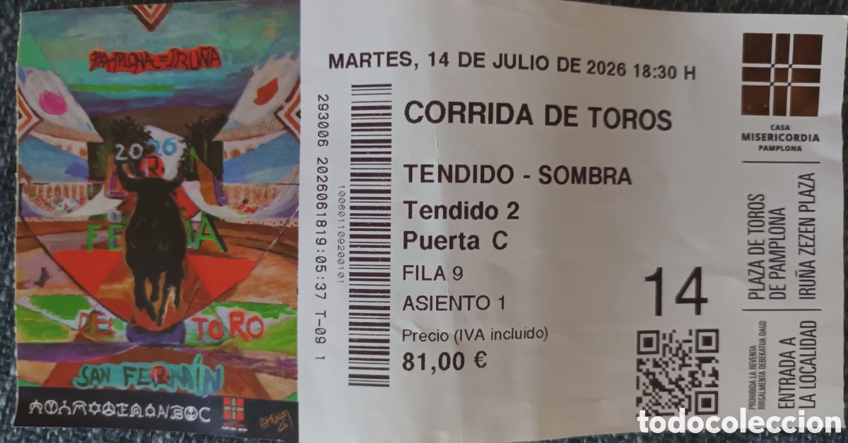 Tauromaquia: ENTRADA PLAZA DE TOROS DE PAMPLONA 2026