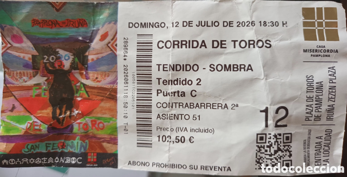 Tauromaquia: ENTRADA PLAZA DE TOROS DE PAMPLONA 2026