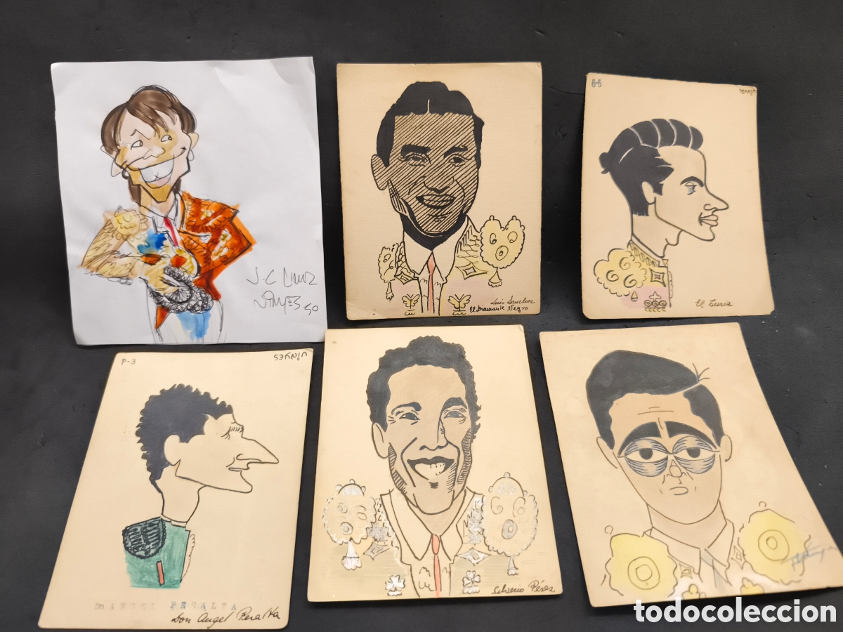 Tauromaquia: Lote 6 dibujos originales toreo, vinyes