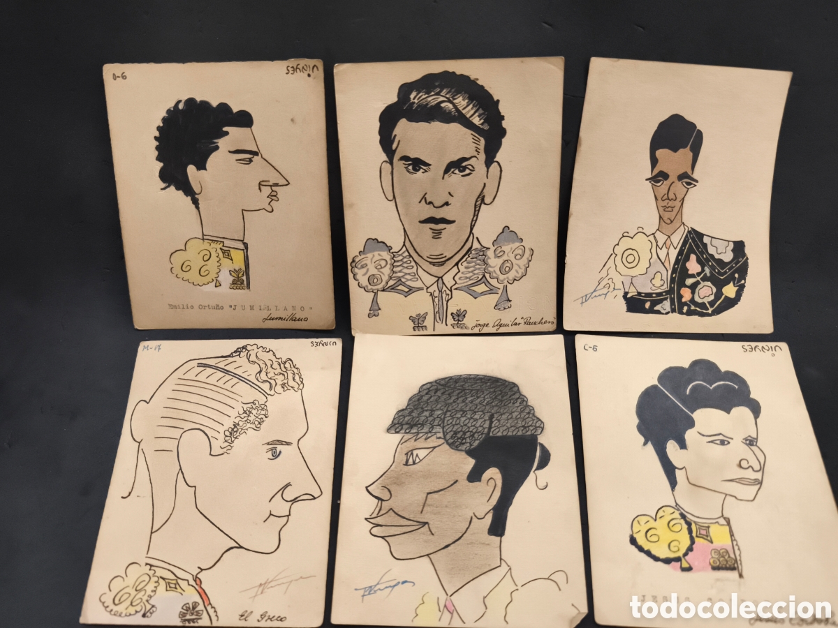 Tauromaquia: Lote 6 dibujos originales toreo, vinyes