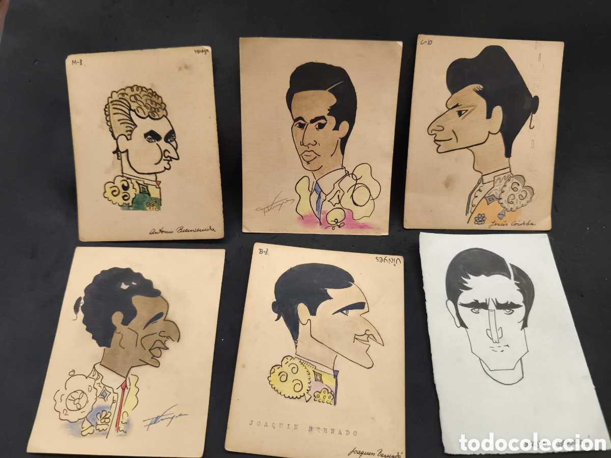 Tauromaquia: Lote 6 dibujos originales toreo, vinyes