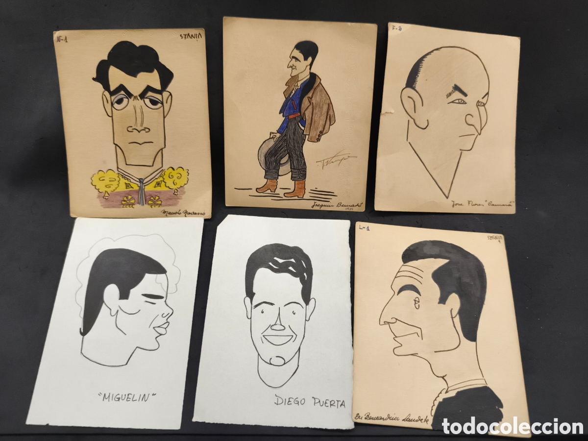 Tauromaquia: Lote 6 dibujos originales toreo, vinyes