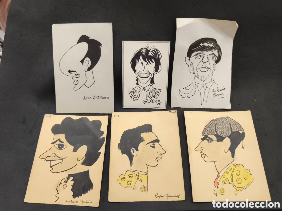 Tauromaquia: Lote 6 dibujos originales toreo, vinyes