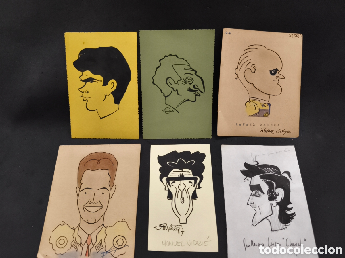 Tauromaquia: Lote 6 dibujos originales toreo, vinyes
