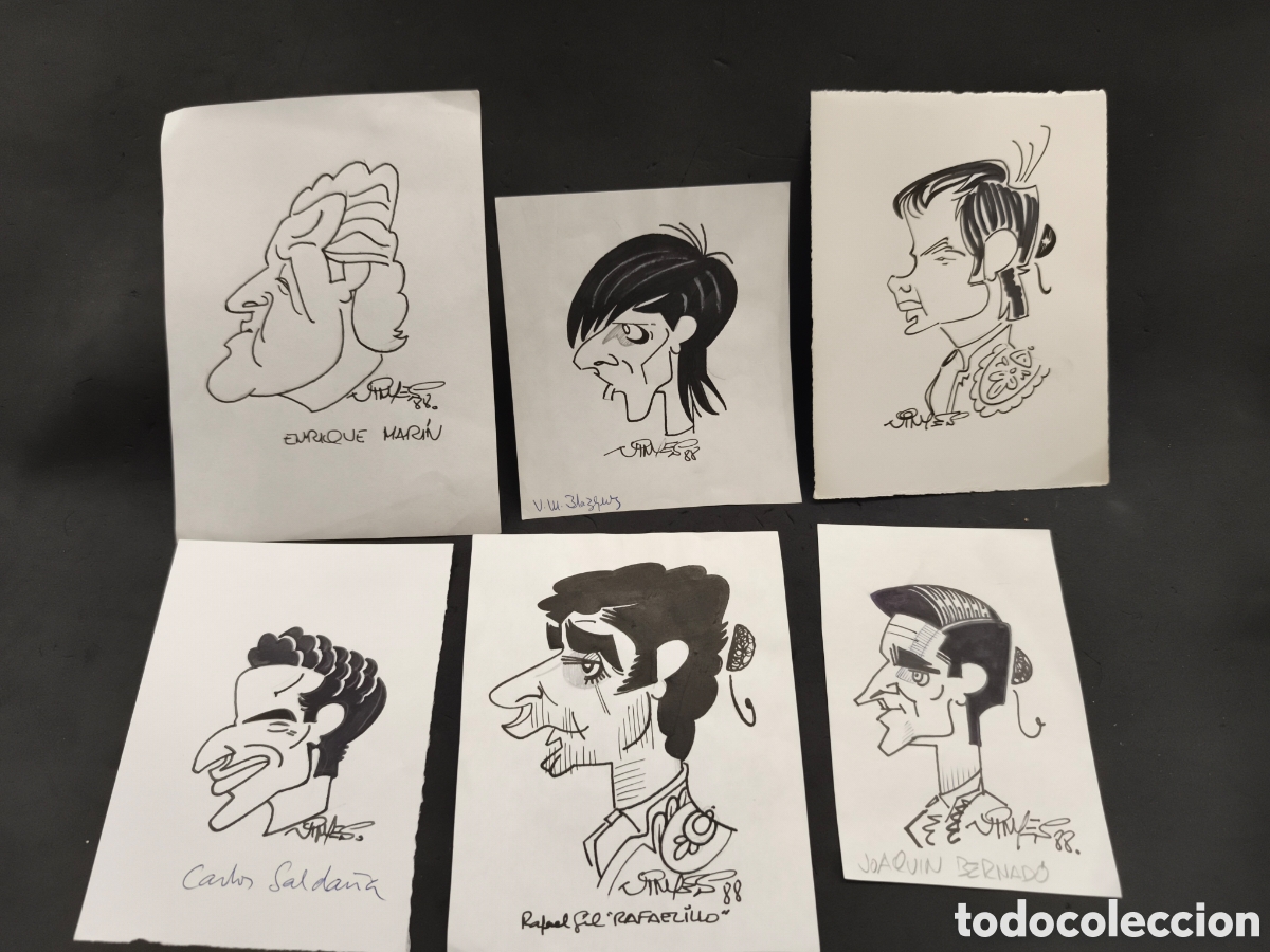 Tauromaquia: Lote 6 dibujos originales toreo, vinyes