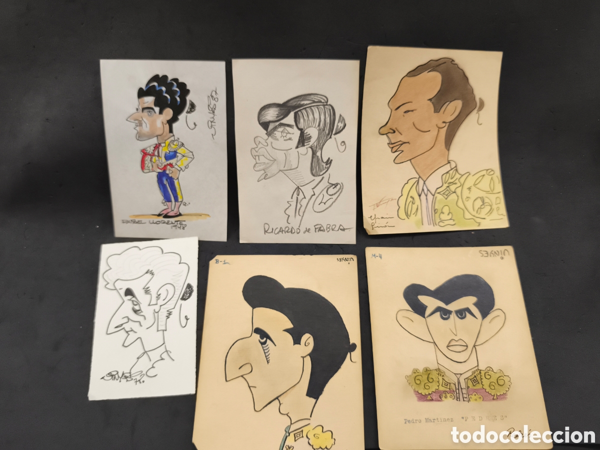 Tauromaquia: Lote 6 dibujos originales toreo, vinyes