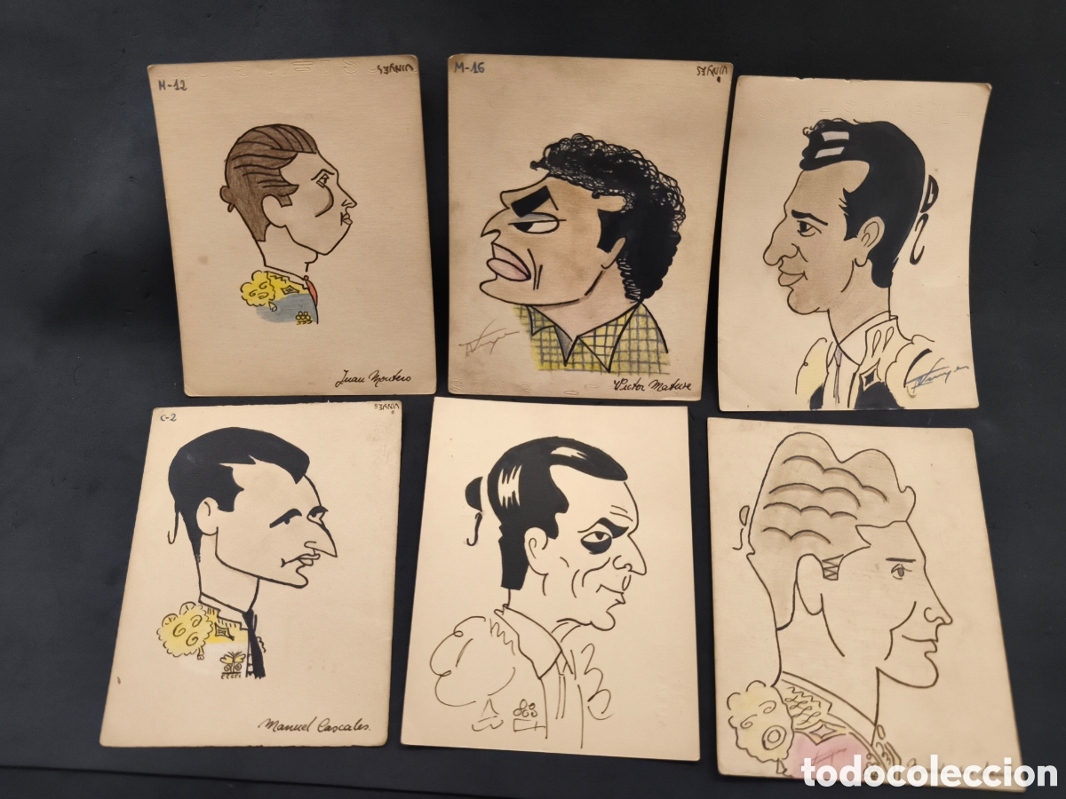 Tauromaquia: Lote 6 dibujos originales toreo, vinyes
