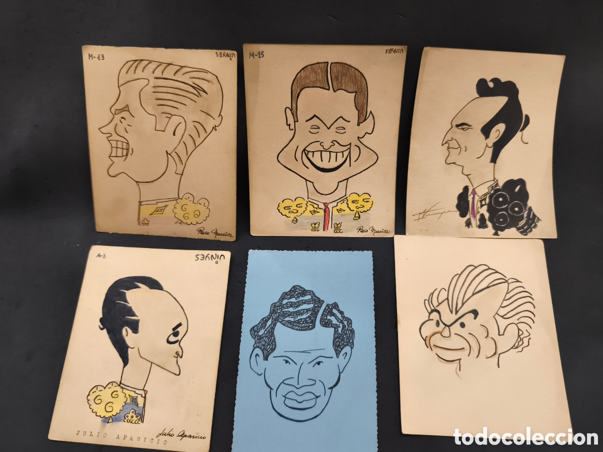 Tauromaquia: Lote 6 dibujos originales toreo, vinyes