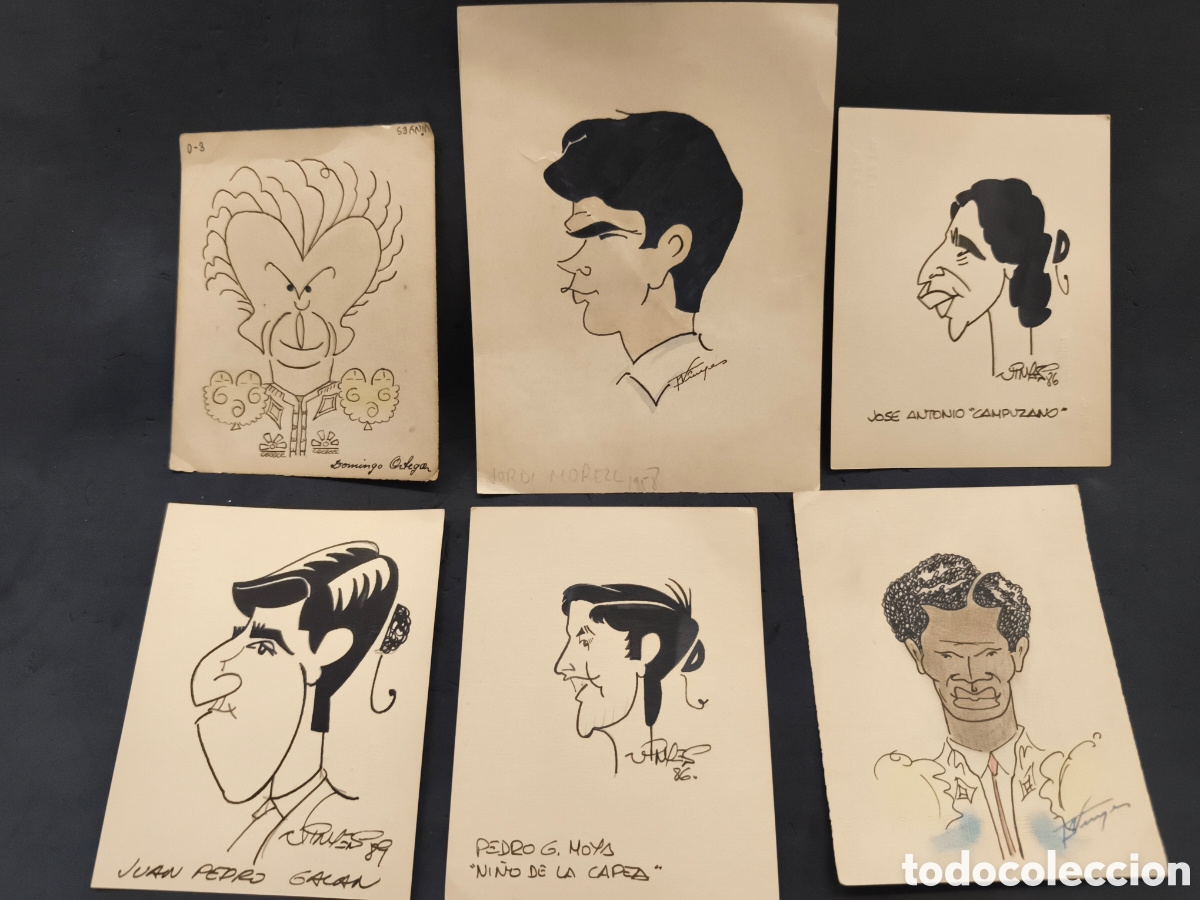 Tauromaquia: Lote 6 dibujos originales toreo, vinyes