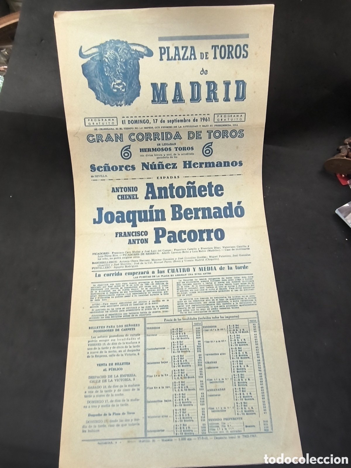 Tauromaquia: Cartel Tauromaquia plaza Madrid 1961