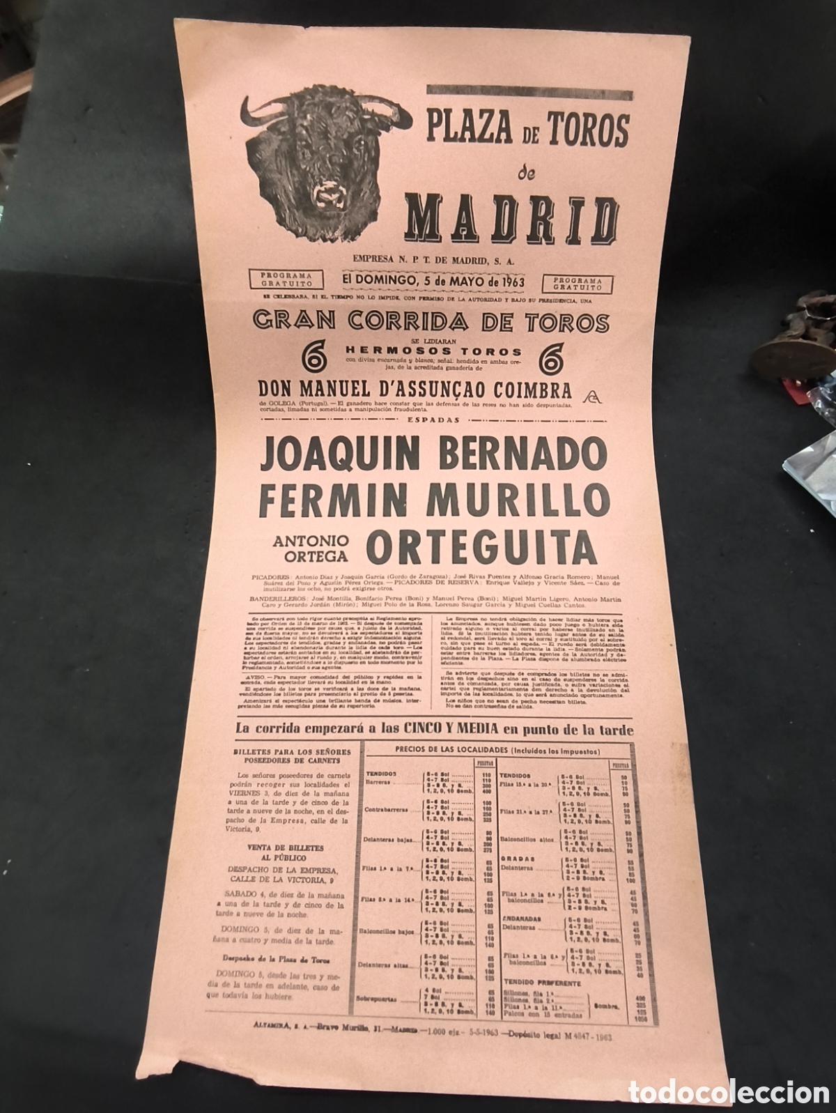 Tauromaquia: Cartel Tauromaquia plaza Madrid 1963