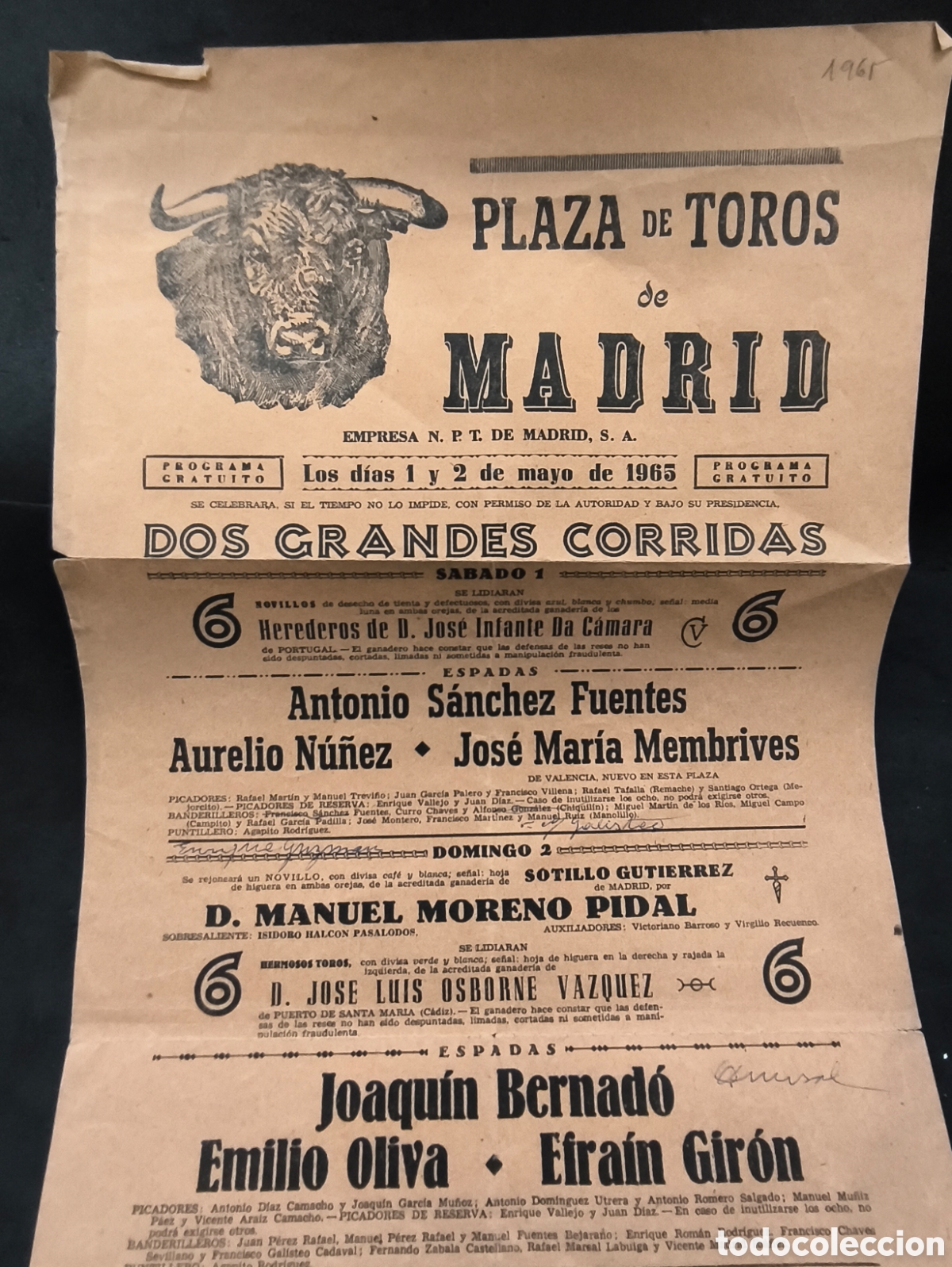Tauromaquia: Cartel Tauromaquia plaza Madrid 1965