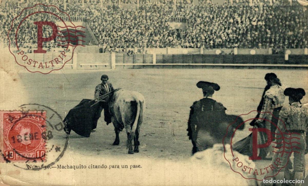 Tauromaquia: TOROS. Machaquito citando para un pase. TAUROMAQUIA. BULLFIGHTING. CORRIDA. TAUREAUX
