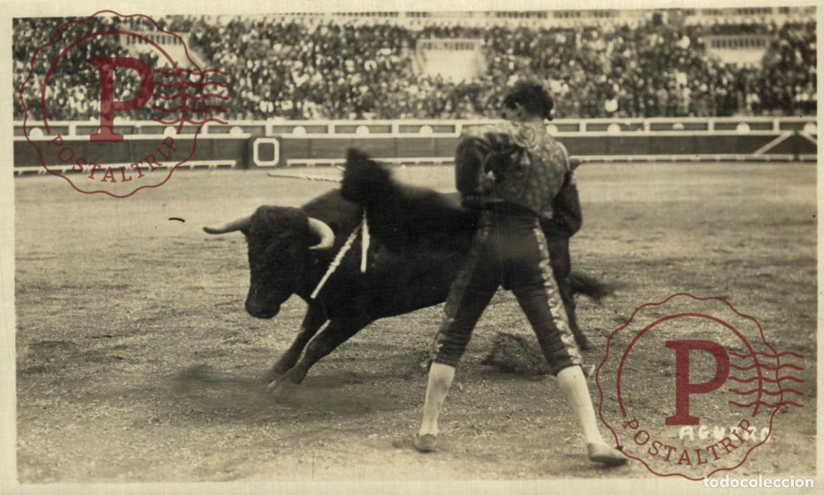 Tauromaquia: Tauromaquia a&ntilde;os 20: Torero Mart&iacute;n Ag&uuml;ero en pleno pase de muleta. Fotografica