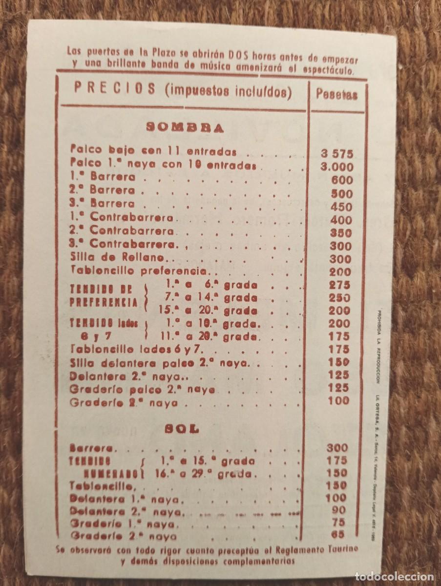 Tauromaquia: PLAZA DE TOROS DE VALENCIA - PROGRAMA NOVILLADA 1976 - Foto 3