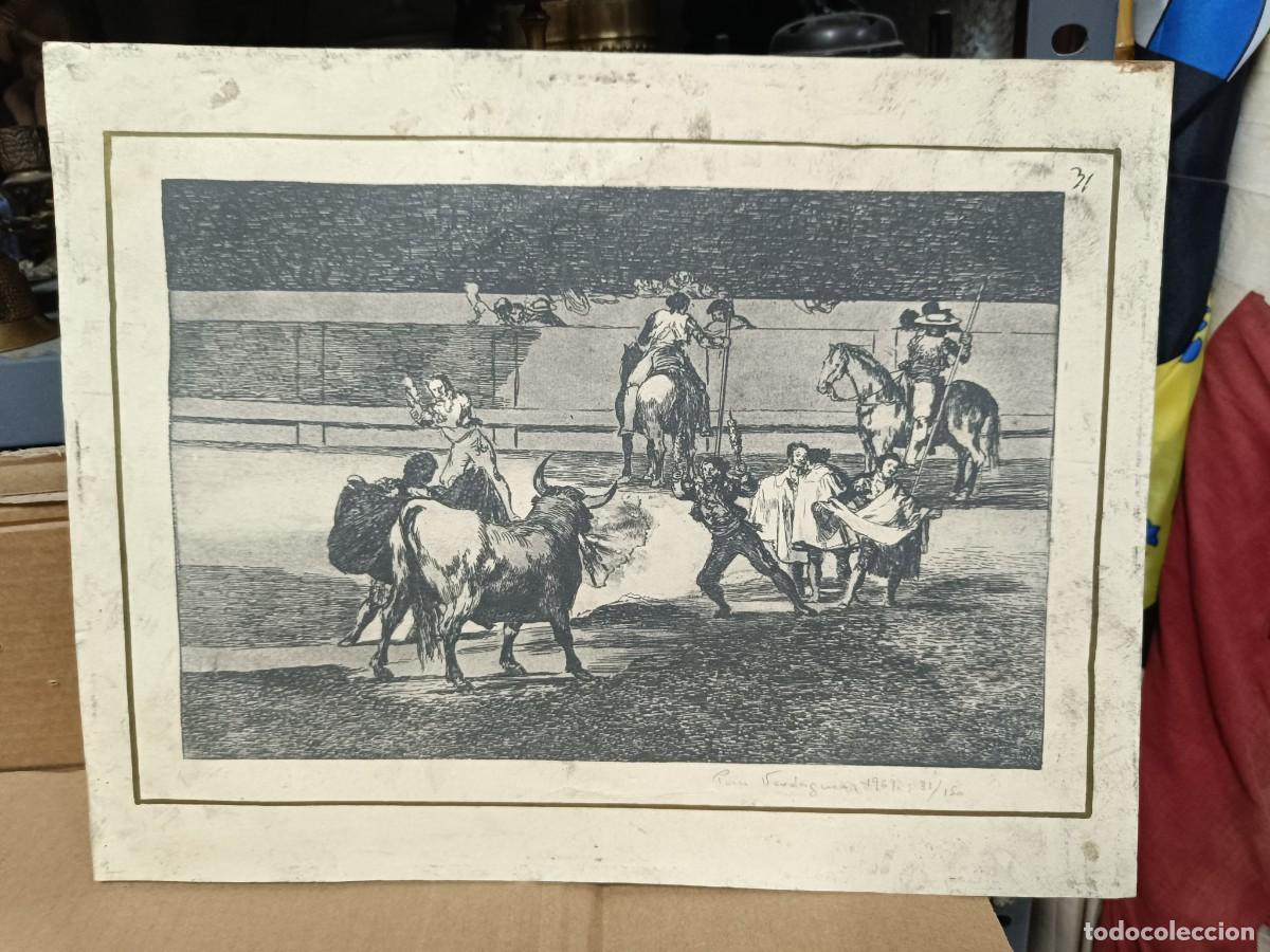 Tauromaquia: ANTIGUO CARTEL LITOGRAFIA DE PAU VERDAGUER 1969, NUMERADO 31 / 150, TIPO GOYA, TAUROMAQUIA TOROS -M3