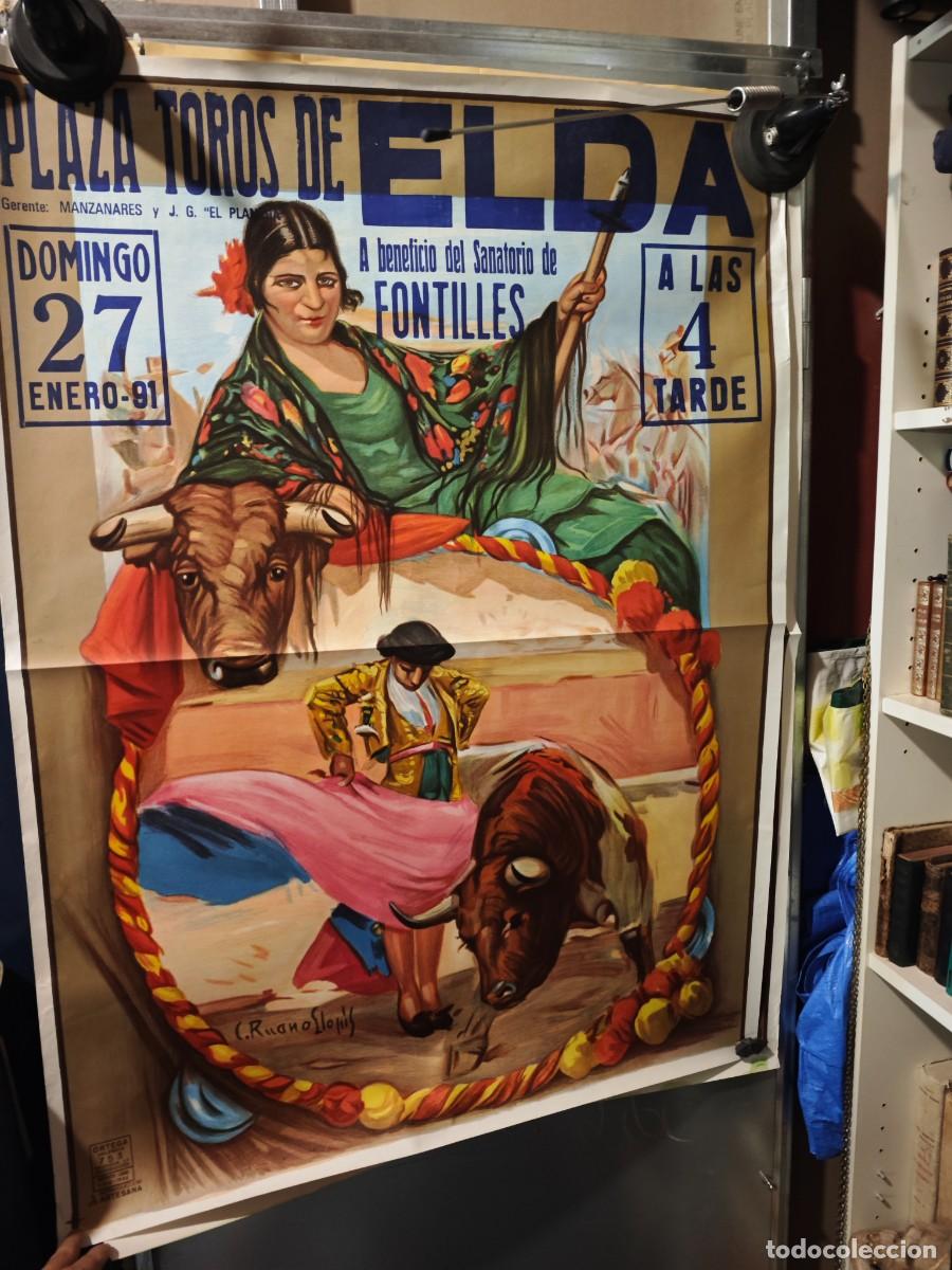 Tauromaquia: Cartel Taurino Plaza de Toros de Elda (1991) - Ilustraci&oacute;n Ruano Llopis - Ben&eacute;fico Fontilles