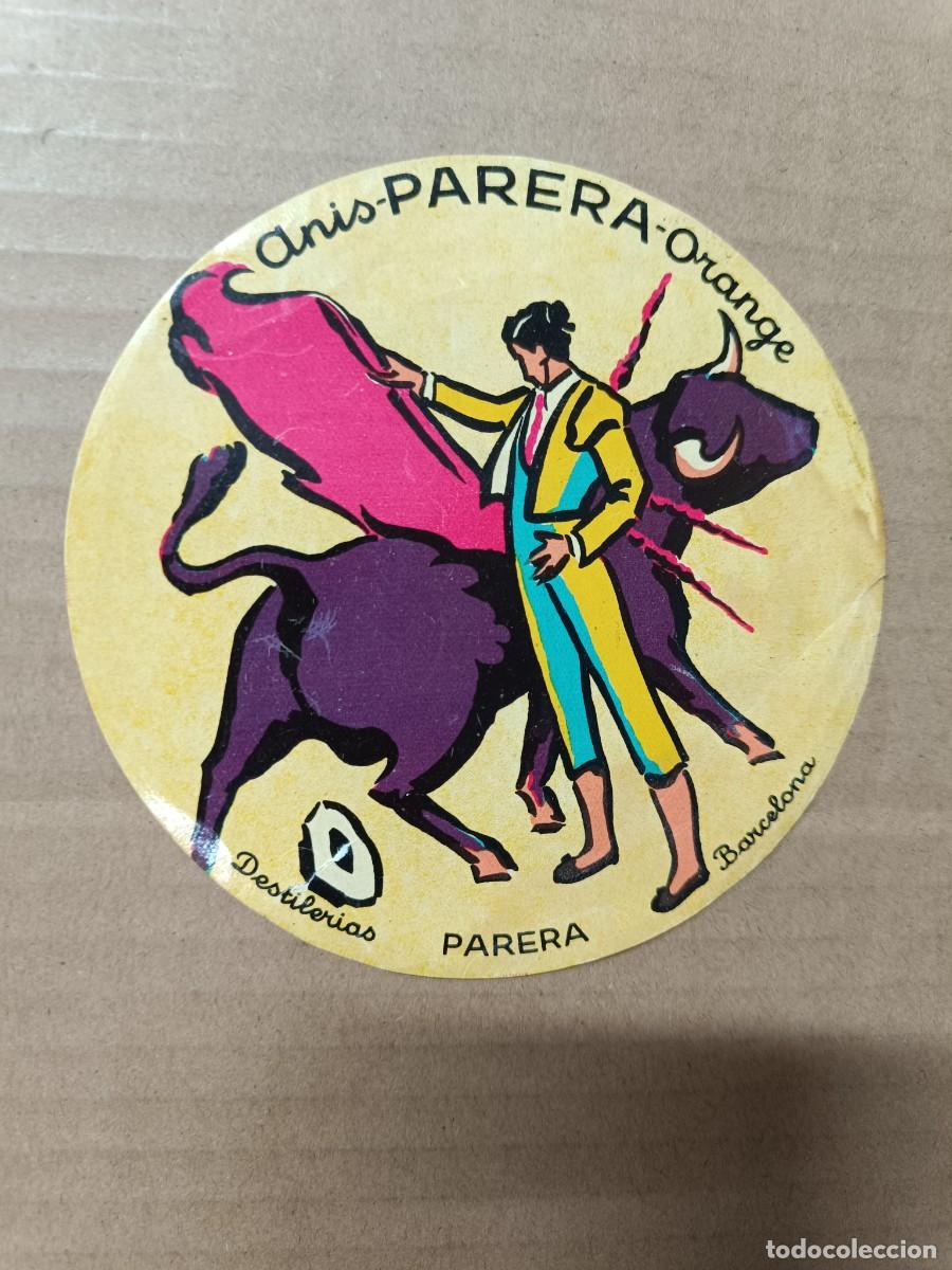 Tauromaquia: ANTIGUA PEGATINA ADHESIVO, ANIS PARERA ORANGE, TOROS TORERO TAUROMAQUIA, BARCELONA -P25