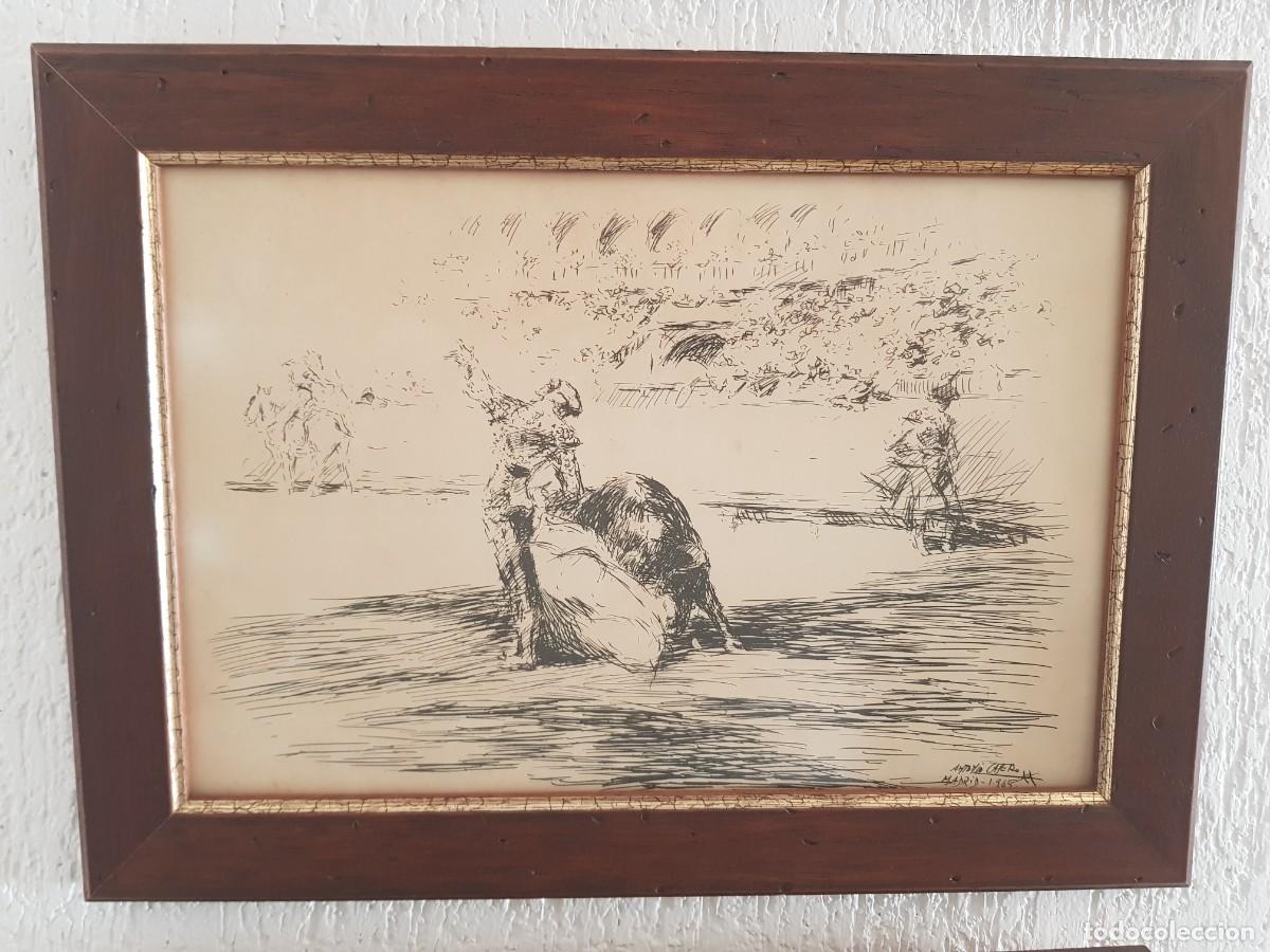 Tauromaquia: L&aacute;mina Original a plumilla Tem&aacute;tica Taurina Antonio Casero Sanz Firmado 1965 Lote 1