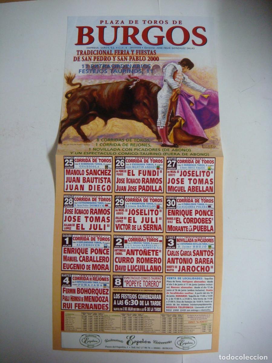 Tauromaquia: CARTEL DE TOROS PLAZA DE TOROS DE BURGOS FERIAS Y FIESTA SAN PEDRO A&Ntilde;O 2000-CAR-N&ordm;-2