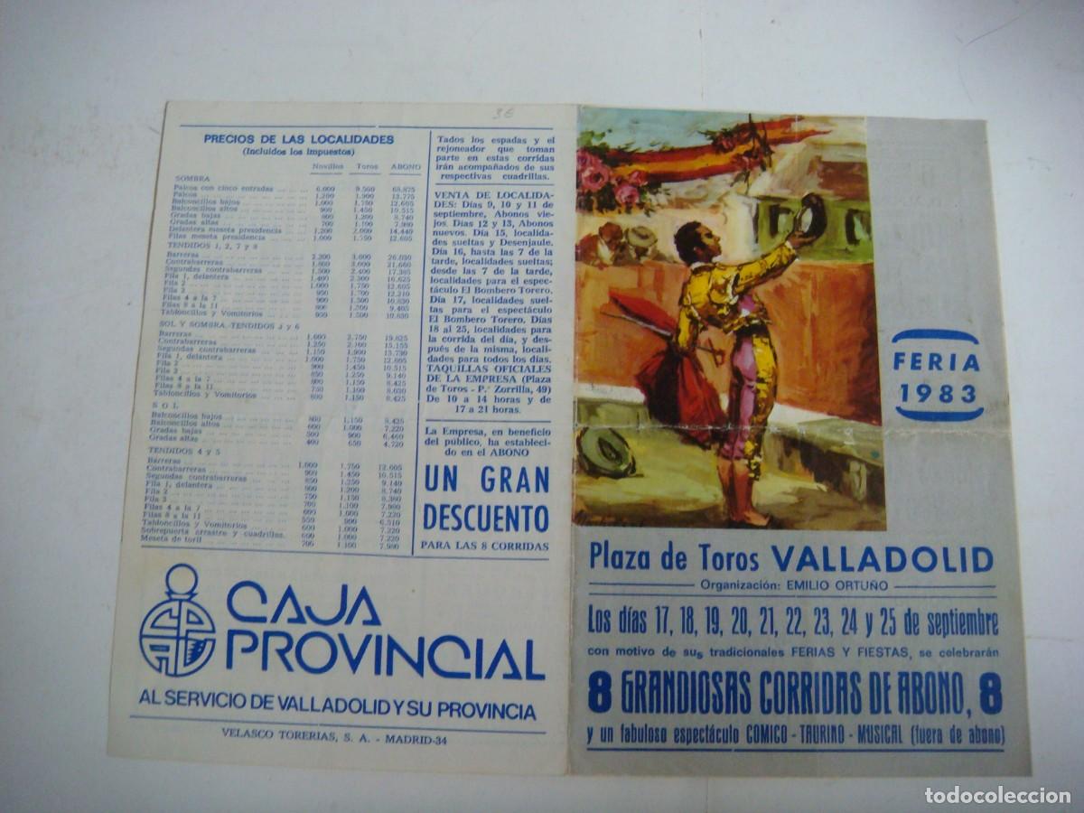 Tauromaquia: PROGRAMA DE MANO FERIA A&Ntilde;O 1983 DE VALLADOLID-CAR-N&ordm;-2