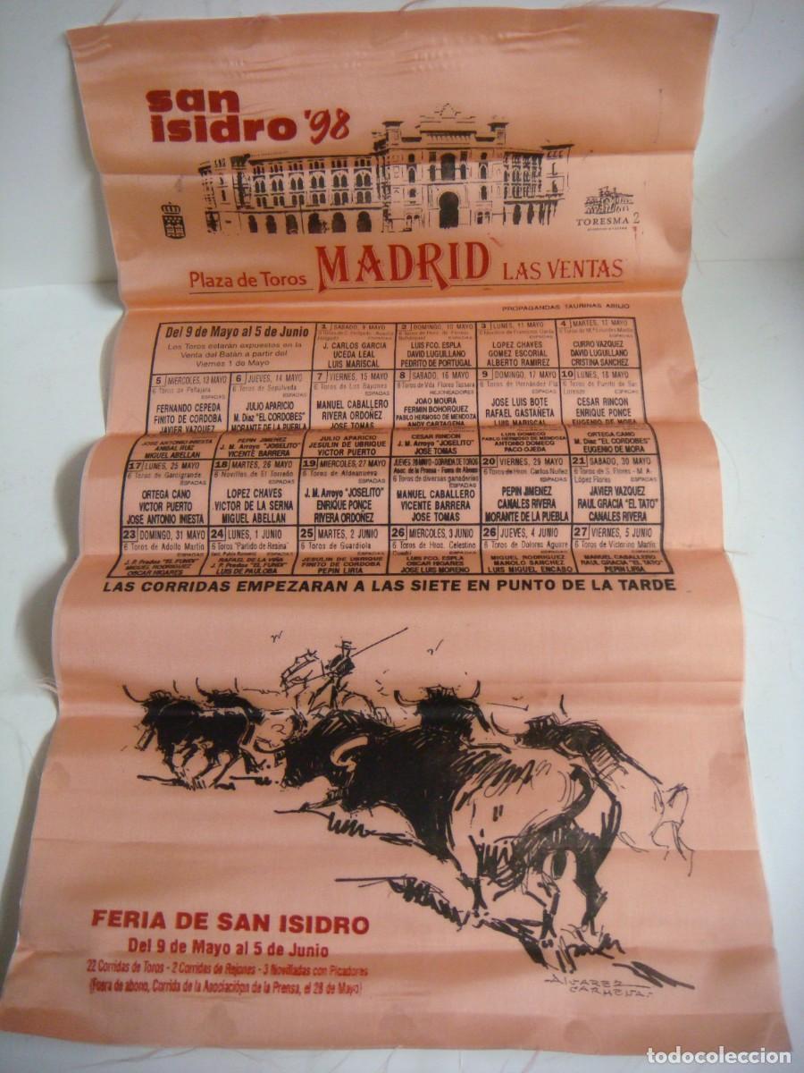 Tauromaquia: CARTEL TAURINO DE TELA SEDOSA DE SAN ISIDRO 98 MADRID-CAR-N&ordm;-2