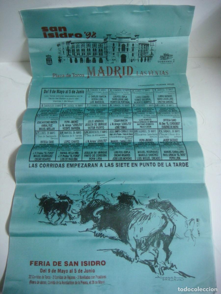 Tauromaquia: CARTEL TAURINO DE TELA SEDOSA DE SAN ISIDRO 98 MADRID-CAR-N&ordm;-2
