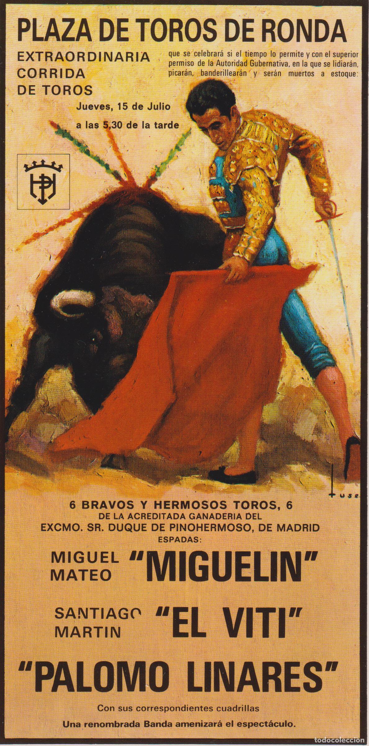 Tauromaquia: POSTAL CARTEL TAURINO, EL VITI, MIGUELIN, PALOMO LINARES &ndash; L.DOMINGUEZ 5005/D &ndash; S/C