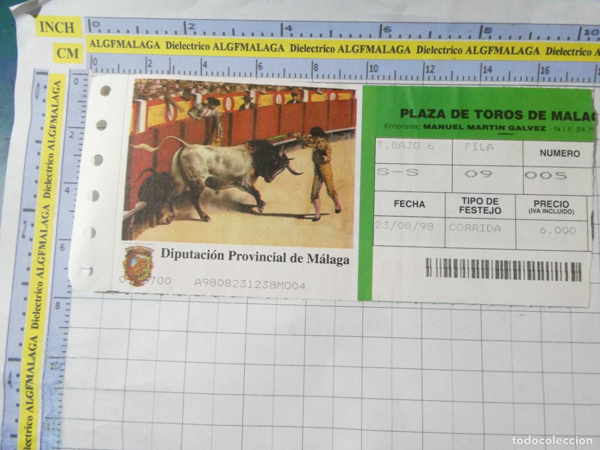 Tauromaquia: ENTRADA TOROS TOREROS CORRIDA PLAZA M&Aacute;LAGA. 23 AGOSTO 1998. 609