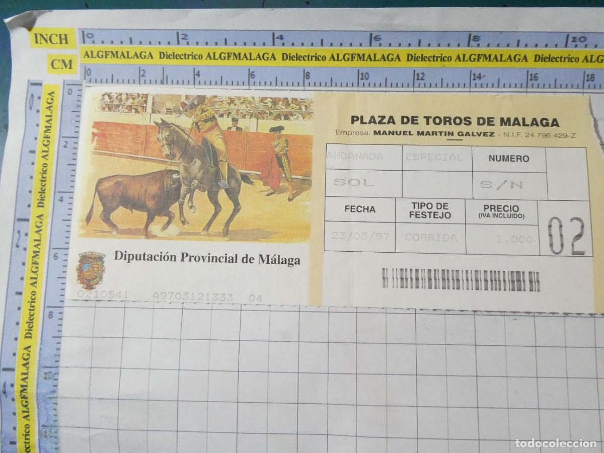 Tauromaquia: ENTRADA TOROS TOREROS CORRIDA PLAZA M&Aacute;LAGA. 23 MARZO 1997. 616