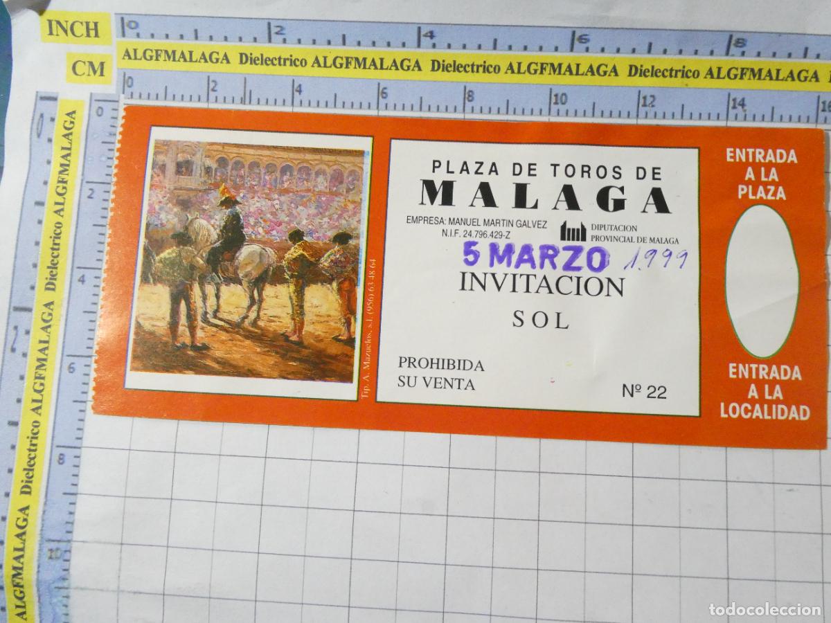 Tauromaquia: ENTRADA TOROS TOREROS CORRIDA PLAZA M&Aacute;LAGA. 5 MARZO 1999 . 621