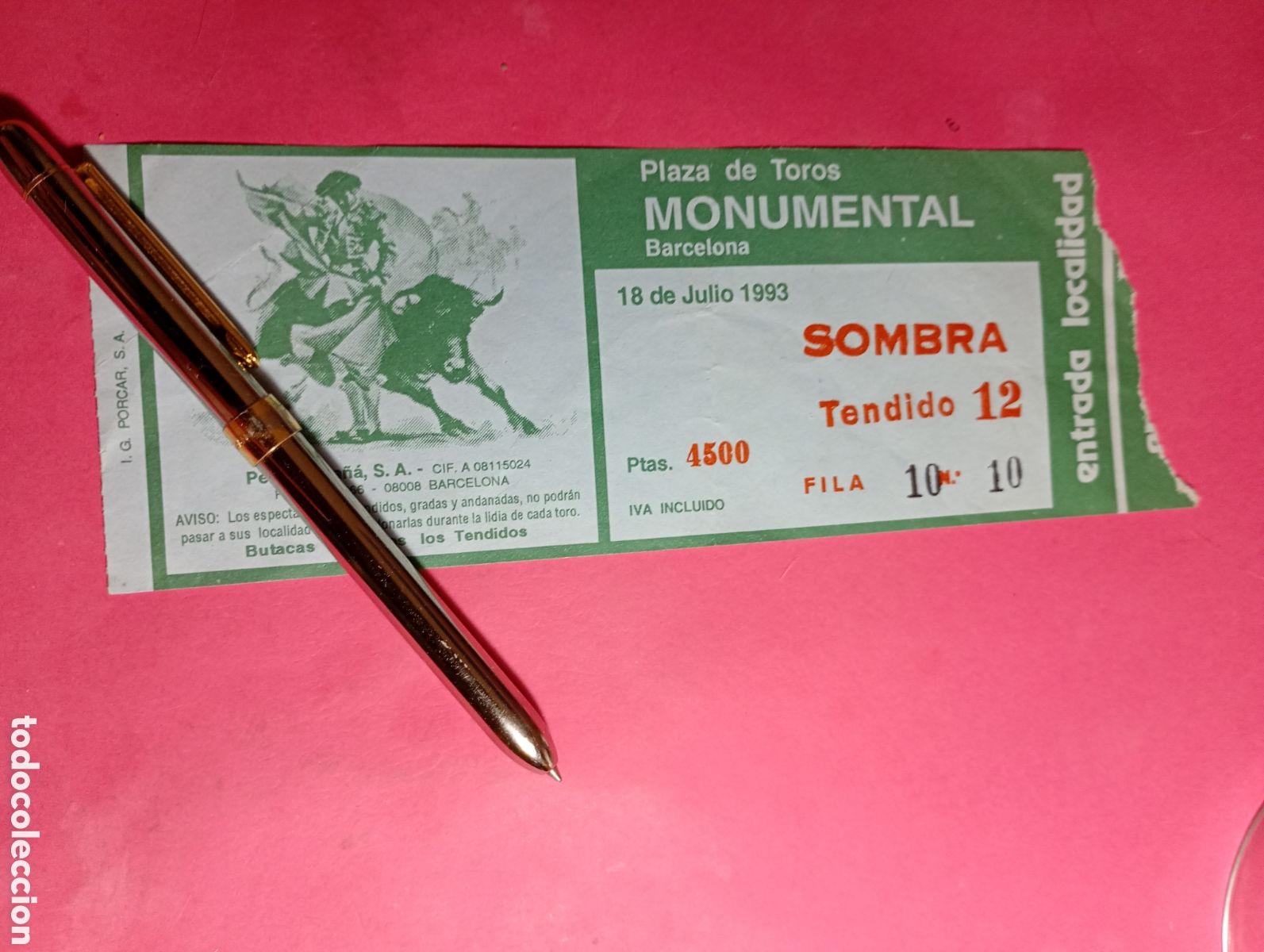 Tauromaquia: BARCELONA PLAZA DE TOROS MONUMENTAL 2 ENTRADAS TENDIDO SOMBRA 2 Y 12 - 16 Y 25/7 1963