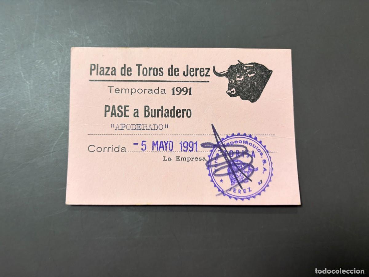 Tauromachie: ENTRADA DE TOROS - PLAZA DE TOROS DE JEREZ - PASE A BURLADERO - DOMINGO 5 MAYO 1991