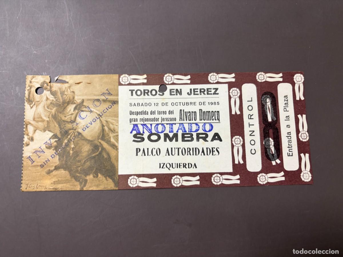 Tauromaquia: ENTRADA DE TOROS - TOROS EN JEREZ - SOMBRA PALCO AUTORIDADES IZQ - SABADO 12 OCTUBRE 1985