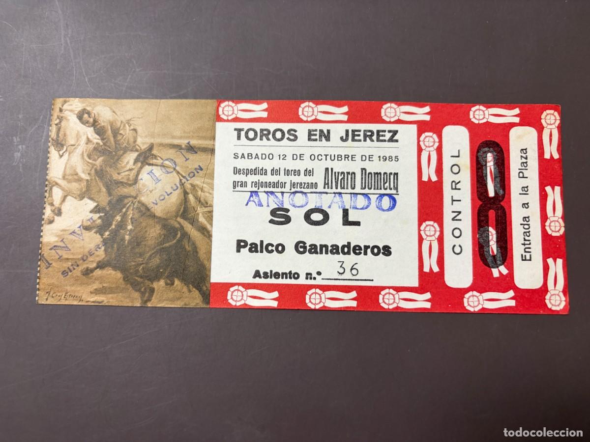 Tauromaquia: ENTRADA DE TOROS - PLAZA EN JEREZ - SOL PALCO GANADEROS - S&Aacute;BADO 12 OCTUBRE 1985