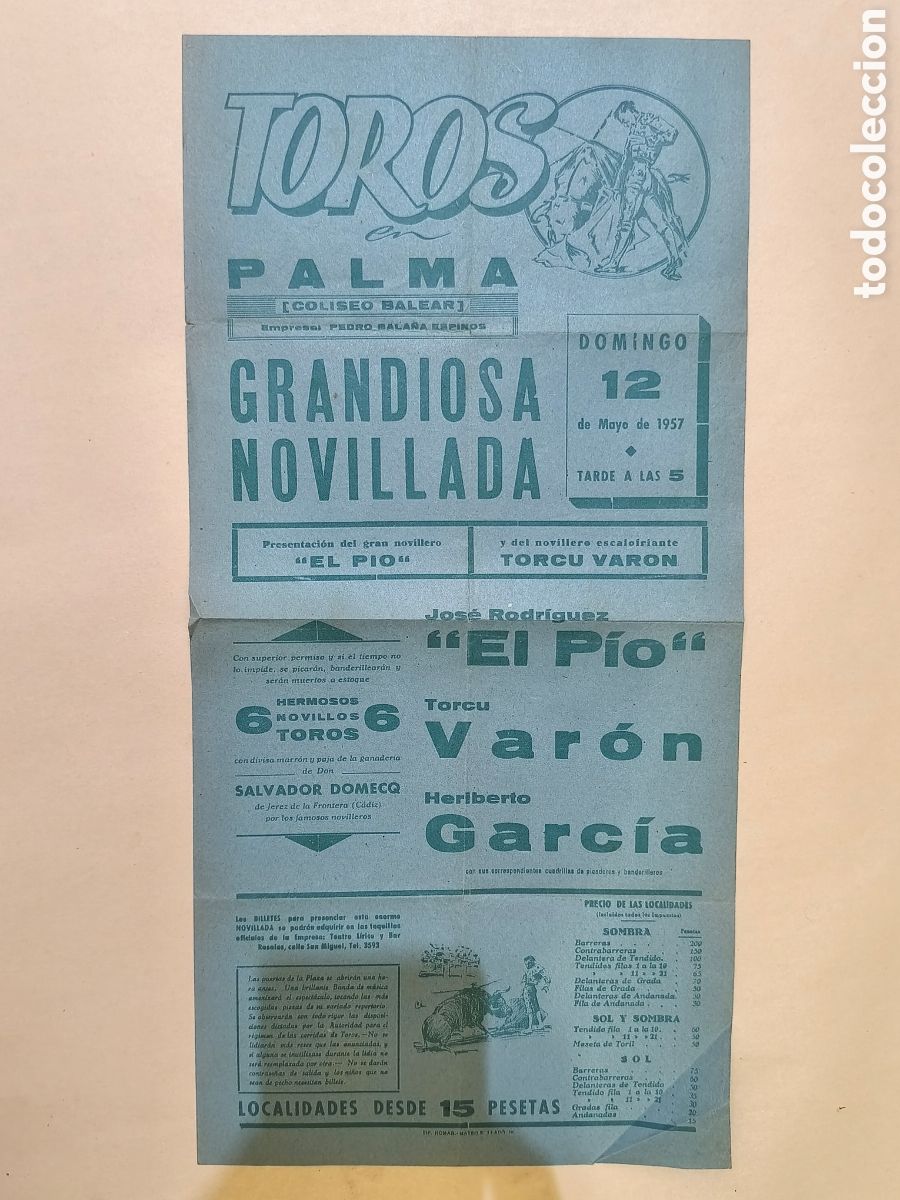 Tauromaquia: 1957, Cartel toros en Palma
