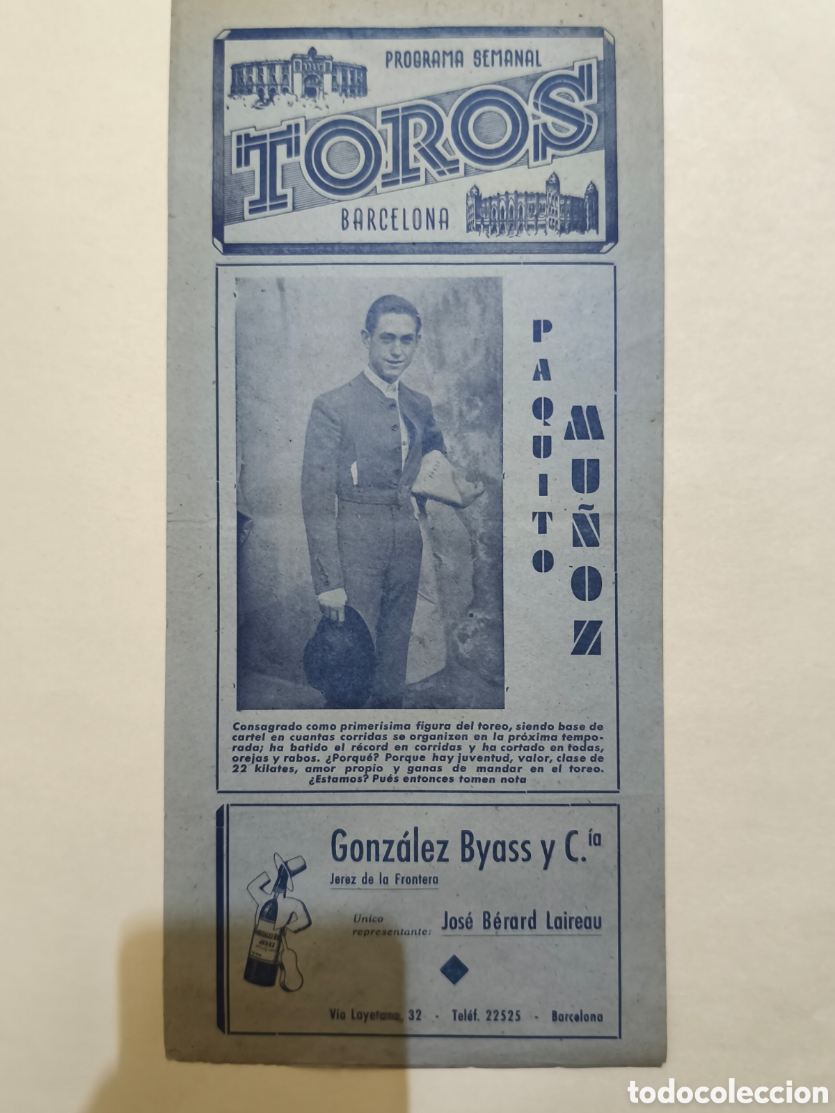 Tauromaquia: 1947 programa semanal toros Barcelona