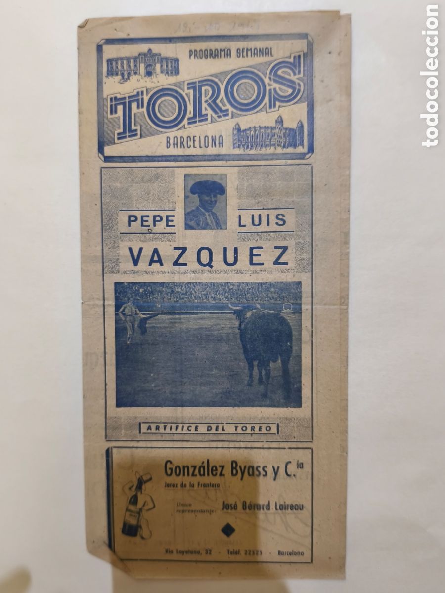 Tauromaquia: 1947 programa semanal toros Barcelona