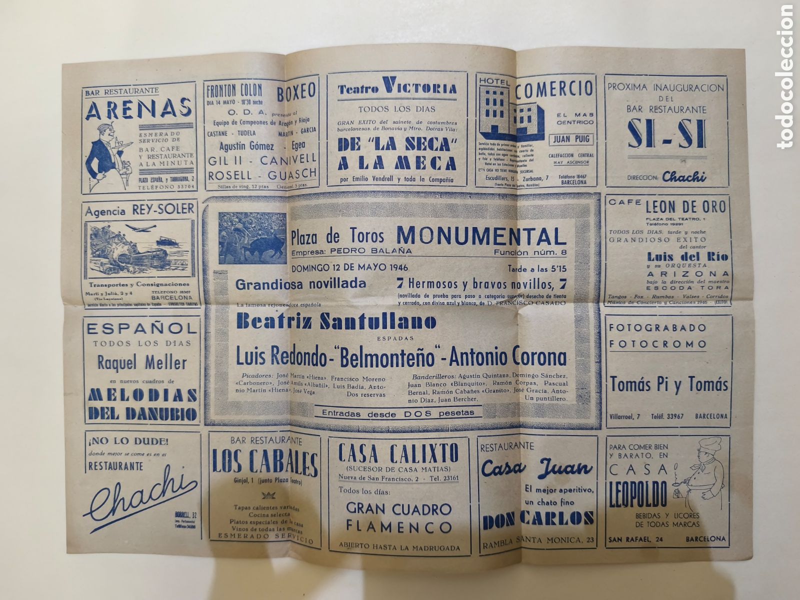 Tauromaquia: 1946 programa semanal toros Barcelona - Foto 2