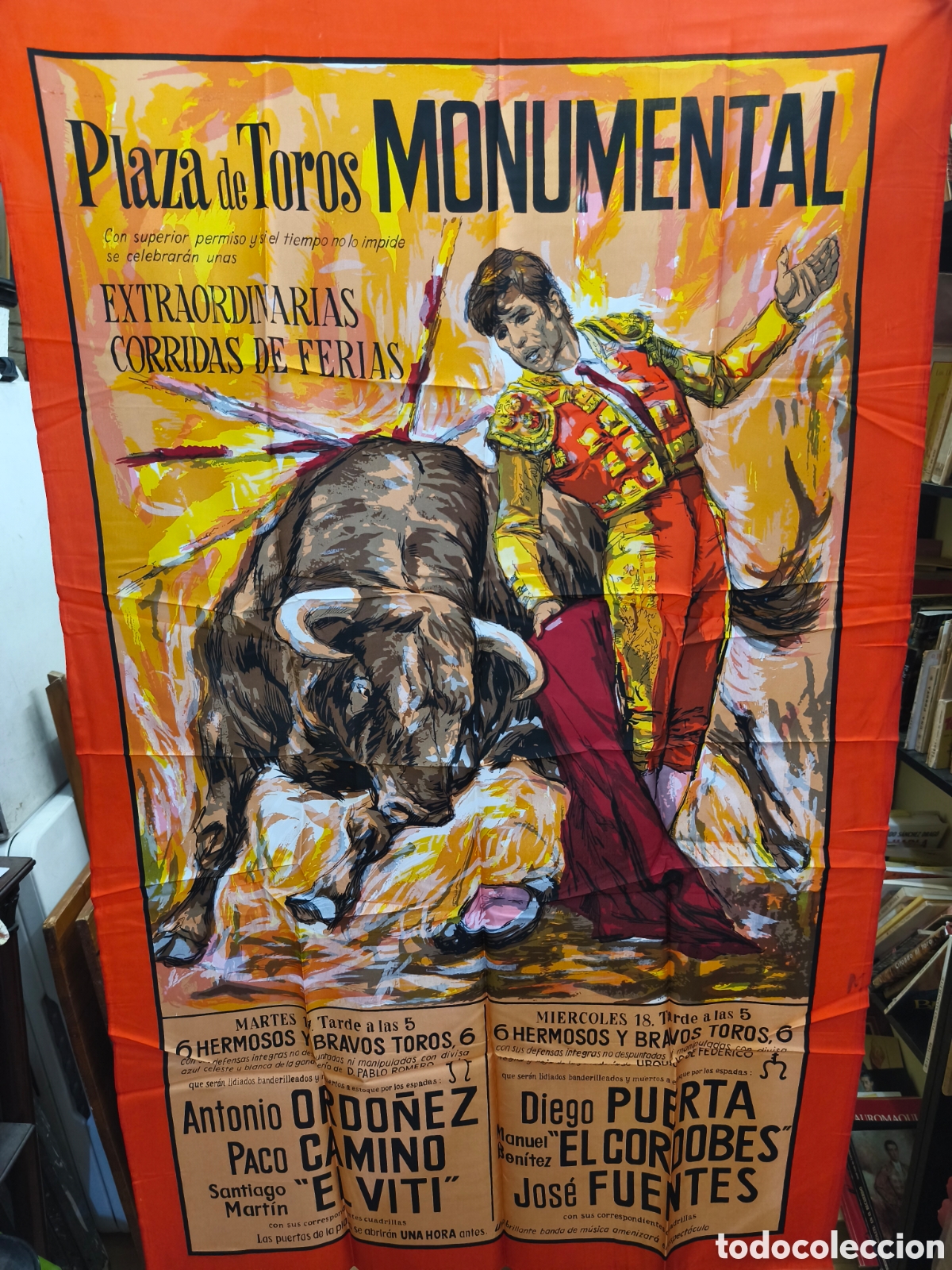Tauromaquia: Cartel de tela, tauromaquia plaza toros monumental, gran tama&ntilde;o