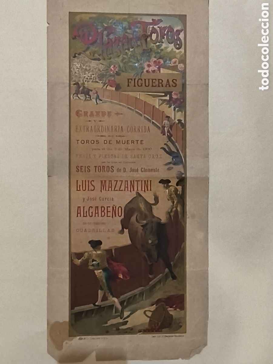 Tauromaquia: 1900 cartel plaza de toros Figueras, Mazzantini, Algabe&ntilde;o