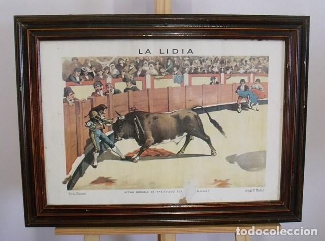 Tauromaquia: Antigua L&aacute;mina Cromolitograf&iacute;a Taurina La Lidia Francisco Gonz&aacute;lez (Panch&oacute;n) - Arenal 27 Madrid
