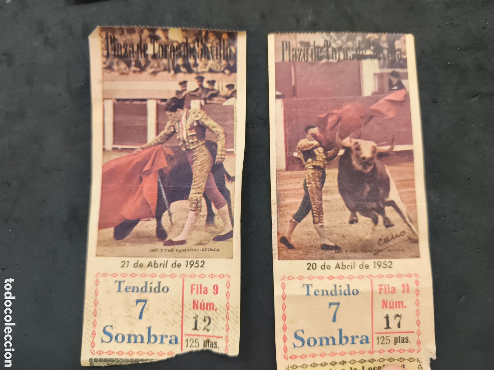 Tauromaquia: 2 entradas plaza toros de Sevilla 1952
