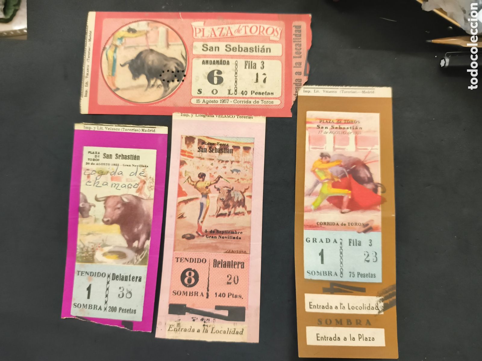 Tauromaquia: 4 entradas plaza de toros San Sebasti&aacute;n a&ntilde;os 50'