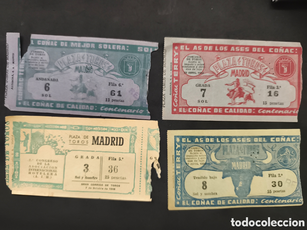 Tauromaquia: 4 entradas plaza de toros Madrid a&ntilde;os 50'